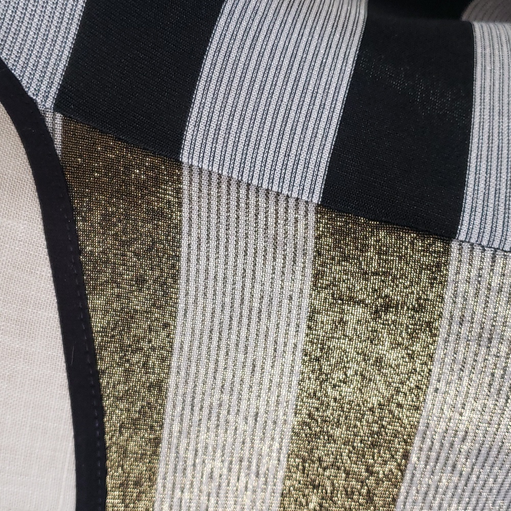 ALEMBIKA Liquid Gold Striped Long Sleeve Tunic Top Lagenlook Metallic Size 1 - Picture 7 of 14